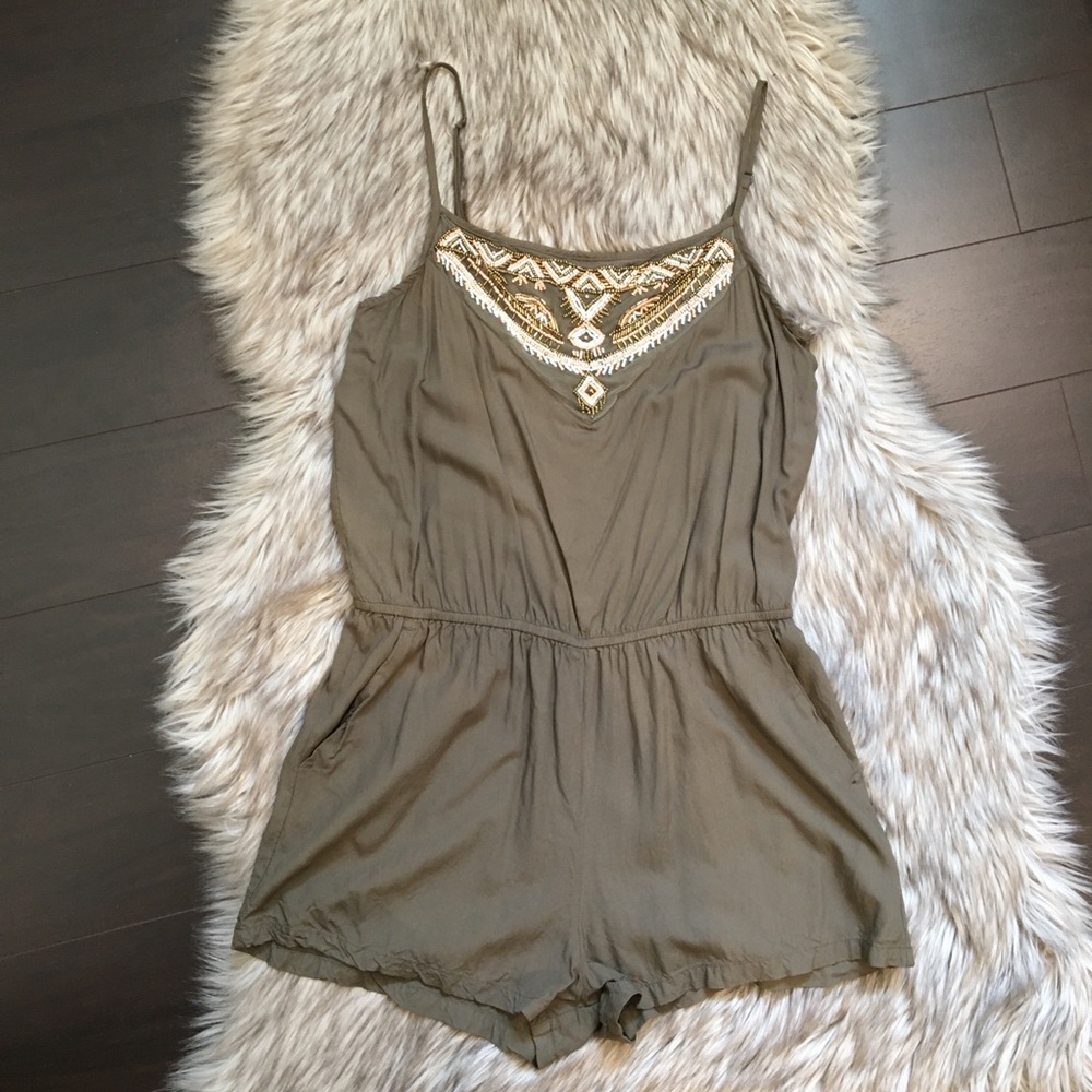 Dynamite Green Spaghetti Strap Romper